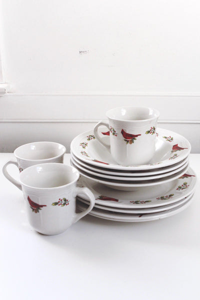 Vintage Gibson Designs Winter Birds Pattern Holly Cardinals Dinnerware Set Plates | Sold Individually