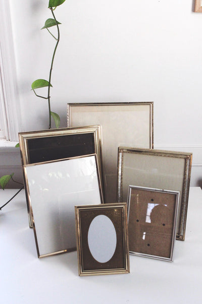 Vintage Metal Brass or Gold Tone Photo Picture Frame Collection Lot