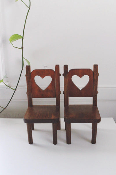 Vintage Wooden Heart Doll Chair Display Plant Stand Cottagecore | Sold Individually