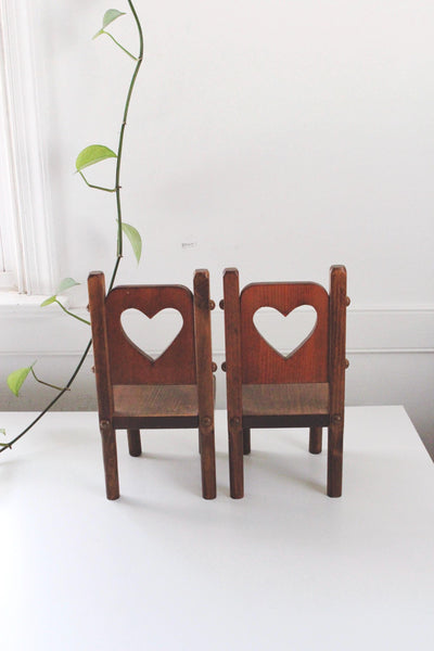 Vintage Wooden Heart Doll Chair Display Plant Stand Cottagecore | Sold Individually