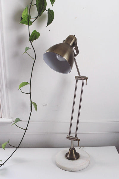 Vintage Adjustable Industrial-Style Desk Table Lamp with Marble Base