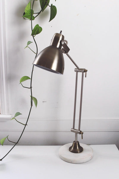 Vintage Adjustable Industrial-Style Desk Table Lamp with Marble Base