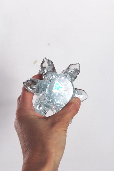 Vintage Handmade Crystal Art Glass Christmas Tree Figurine 8" Tall