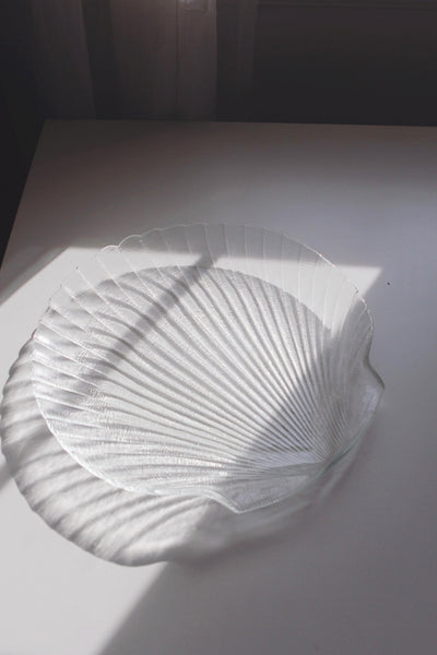 Vintage Glass Shell-Shaped Plate "Coquillage" Pattern Dish by Arcoroc France Tray | Sold Individually