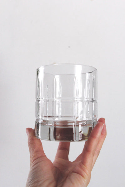 Vintage Anchor Hocking Tartan Clear Glass Tumbler Pair Set of 2