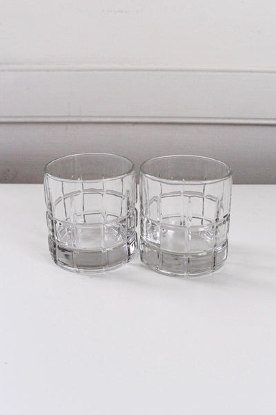 Vintage Anchor Hocking Tartan Clear Glass Tumbler Pair Set of 2