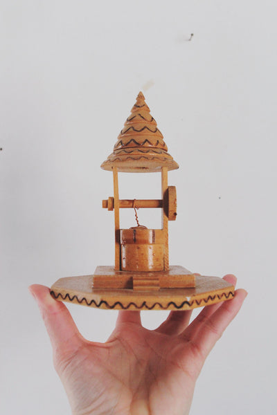 Vintage Handmade Miniature Norwegian Wooden Log Cabin | Sold Individually