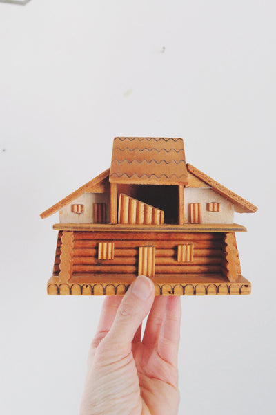 Vintage Handmade Miniature Norwegian Wooden Log Cabin | Sold Individually