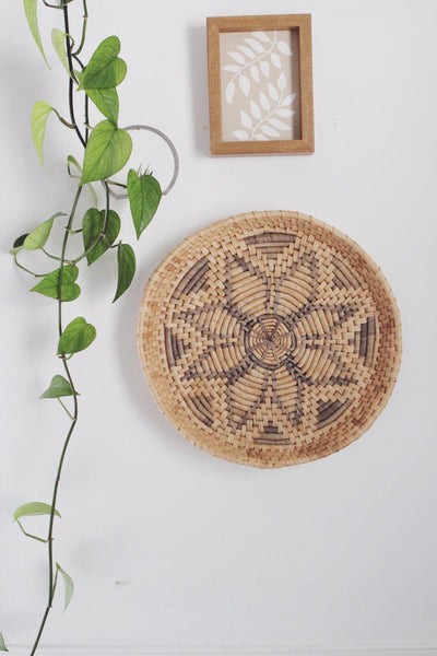 Vintage Handwoven Woven Basket Wall Hanging