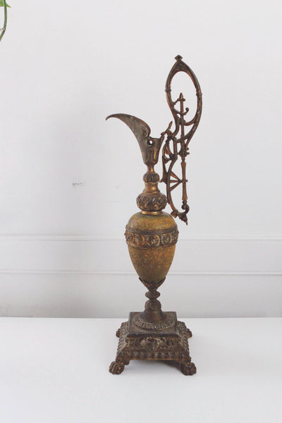 Vintage Antique Brass Ornate Victorian Mantel Ewer