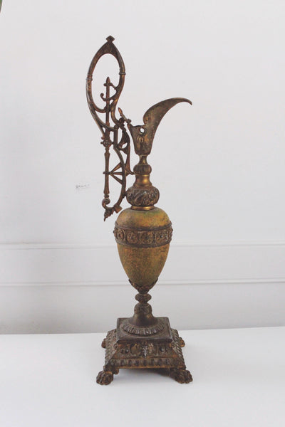 Vintage Antique Brass Ornate Victorian Mantel Ewer