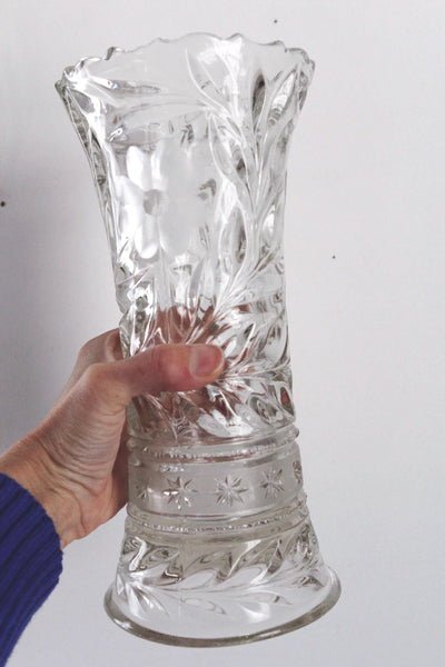 Antique McKee Innovation 407 EAPG Early American Pattern Glass Cut Etched Pressed Glass Flower Vase