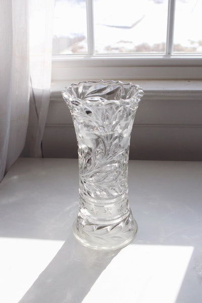 Antique McKee Innovation 407 EAPG Early American Pattern Glass Cut Etched Pressed Glass Flower Vase