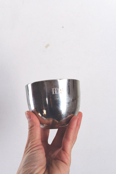 Vintage Engraved His & Hers Stieff Pewter Jefferson Cups Pair Set
