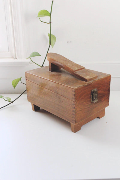Vintage Handcrafted Wooden Shoe Shine Valet Box Kit
