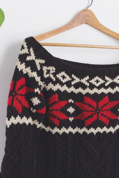 Vintage Ralph Lauren Hand Knit Wool Snowflake Sweater Womens Sweater Medium Y2k