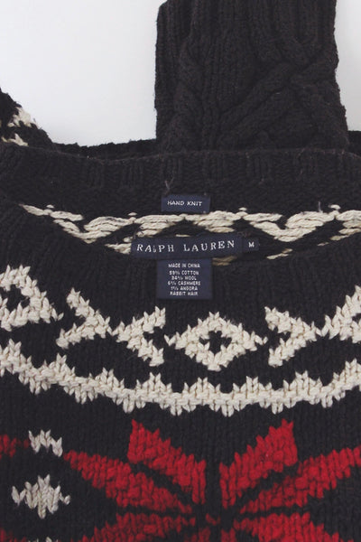 Vintage Ralph Lauren Hand Knit Wool Snowflake Sweater Womens Sweater Medium Y2k