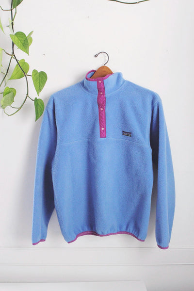 Vintage 80s 90s Patagonia Synchilla Fleece Blue Snap T Pullover Jacket Sweatshirt Small Medium USA Made