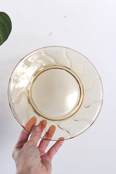 Vintage Sun Design Fostoria Jamestown Amber Glass Salad Plates Set of 4