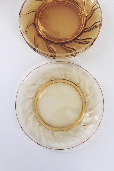 Vintage Sun Design Fostoria Jamestown Amber Glass Salad Plates Set of 4