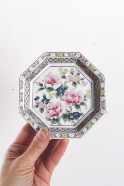 Vintage Takahashi San Francisco Alyse Octagonal Floral Porcelain Octagonal Plate Trinket Dish Japan