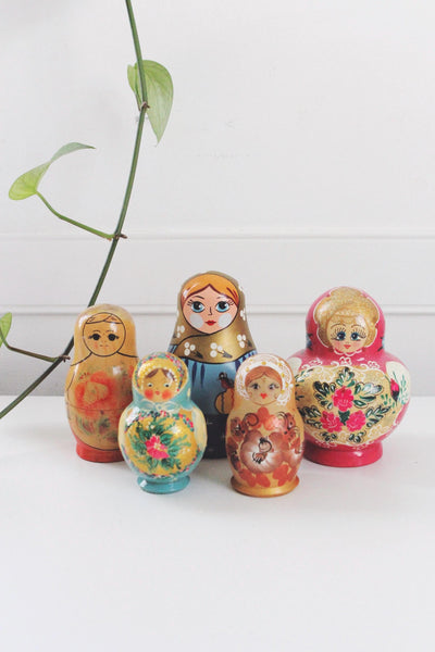 Vintage Traditional Russian Matryoshka Nesting Doll Stacking Babushka Doll | Sold Individually