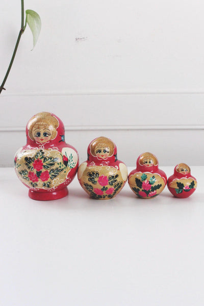 Vintage Traditional Russian Matryoshka Nesting Doll Stacking Babushka Doll
