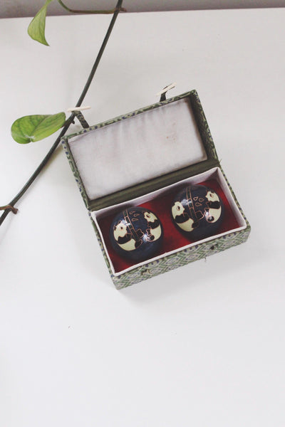Vintage Panda Cloisonne Baoding Balls Chinese Health Meditation Balls