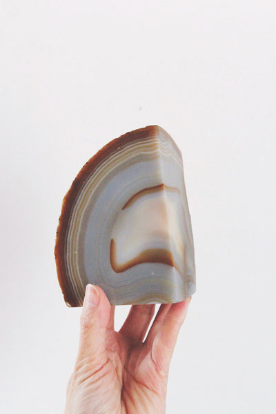 Vintage Natural Agate Quartz Polished Geode Bookends Set