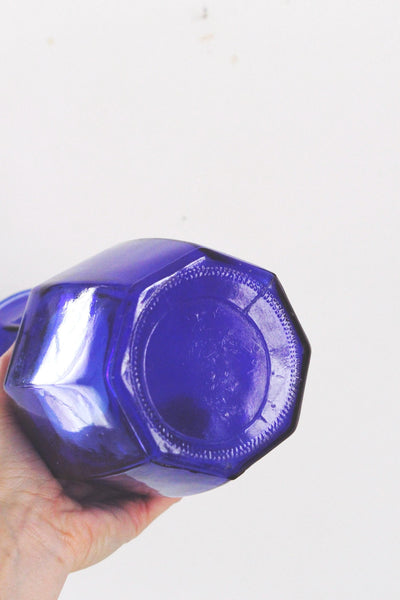 Vintage 8-Paneled Cobalt Blue Glass Vase