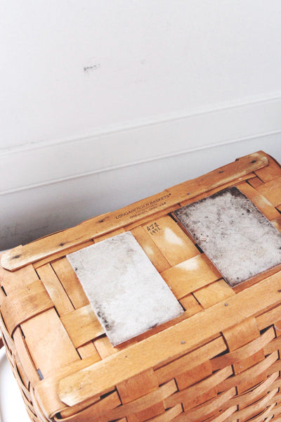 Vintage Large Longaberger Handwoven Hand Crafted Wood Basket Cottagecore