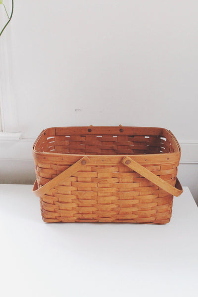 Vintage Large Longaberger Handwoven Hand Crafted Wood Basket Cottagecore