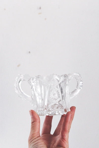 Vintage Imperial Glass Clear Pressed Glass Sugar Bowl and Creamer Set