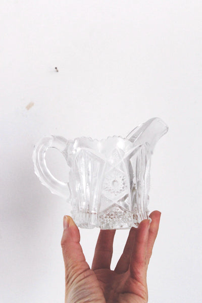 Vintage Imperial Glass Clear Pressed Glass Sugar Bowl and Creamer Set
