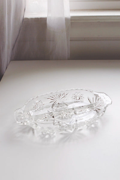 Vintage Anchor Hocking Early American Prescut (EAPC) Glass Relish Dish Trinket Tray Star of David Pattern