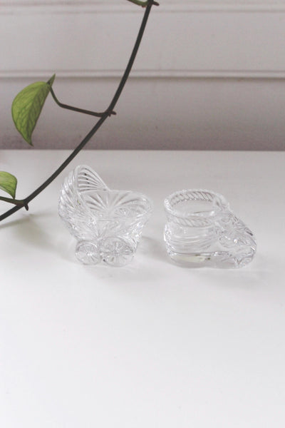 Vintage Princess House Baby Carriage and Bootie Glass Figurine Crystal Collectibles
