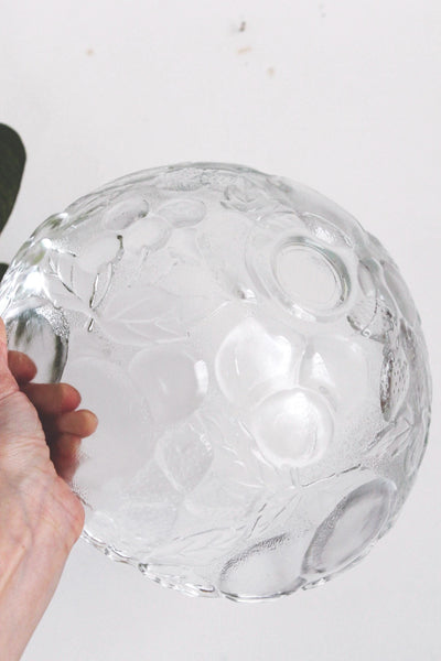 Vintage Large Fruit Embossed Clear Glass Fruit Bowl Centerpiece