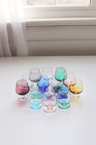 Vintage Mid-Century Modern MCM Multicolored Cordial Shot Glasses