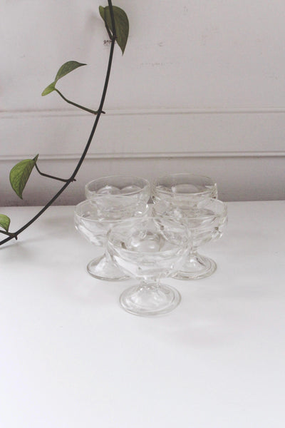 Vintage Mid-Century Libbey Glasses 5162 Low Sherbet Dishes Pressed Glass