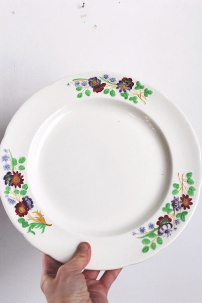 Vintage China Plates Saucers - Hand Painted Floral Ivory - Copeland Spode Golden State, England