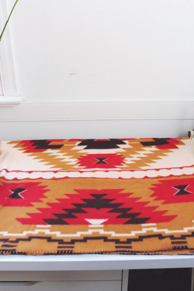 Vintage St. Labre Indian School Southwestern Pattern Fleece Throw Blanket
