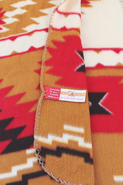 Vintage St. Labre Indian School Southwestern Pattern Fleece Throw Blanket