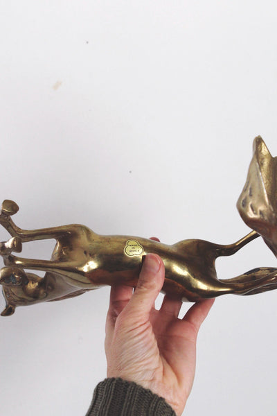 Vintage Brass Rearing Horse Figurine Large