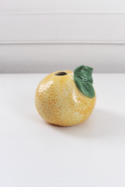 Vintage Hand Painted Orange Lemon Citrus Ceramic Bud Vase