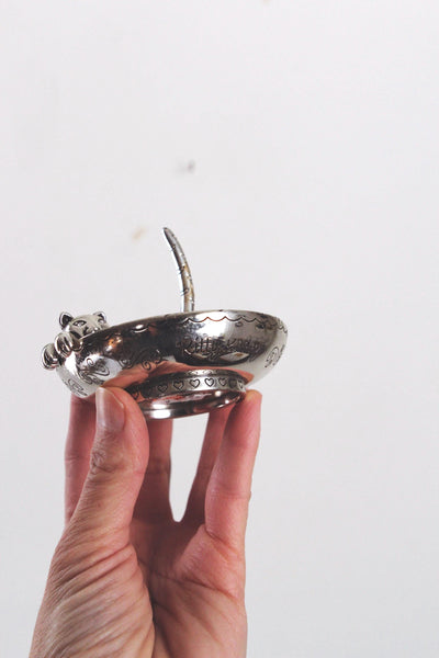 Vintage Brighton Kitty Kaddy Cat Silver-Plated Jewelry Ring Holder Trinket Dish