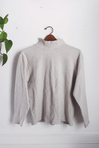 Vintage Eddie Bauer Oversized Mock Neck Long Sleeved Ribbed Shirt Small Medium