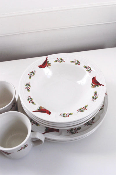 Vintage Gibson Designs Winter Birds Pattern Holly Cardinals Dinnerware Set Plates | Sold Individually