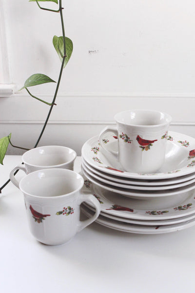 Vintage Gibson Designs Winter Birds Pattern Holly Cardinals Dinnerware Set Plates | Sold Individually
