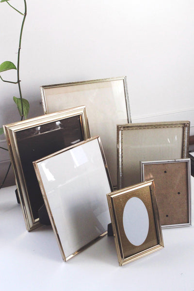 Vintage Metal Brass or Gold Tone Photo Picture Frame Collection Lot