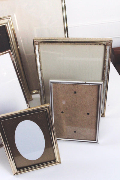 Vintage Metal Brass or Gold Tone Photo Picture Frame Collection Lot